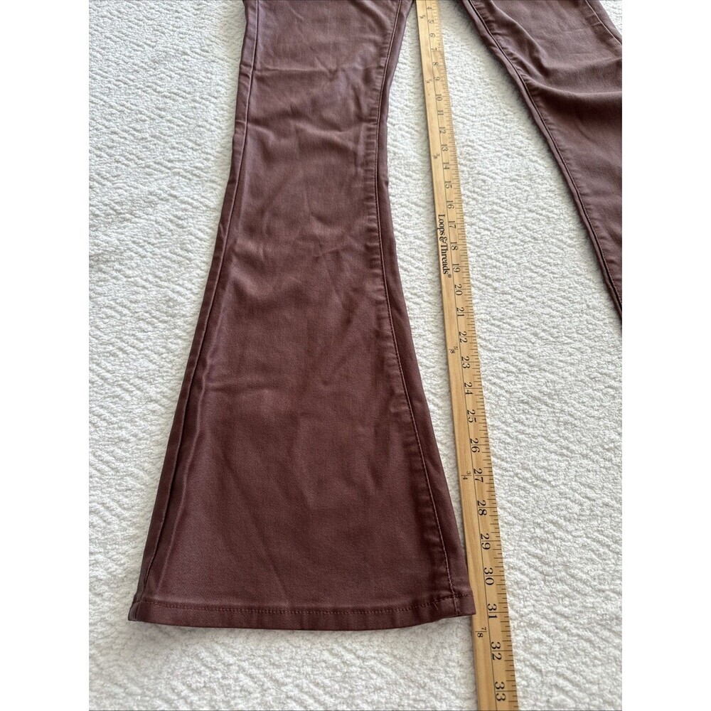 Edikted Luna Faux Leather Flare Jeans Size M Metallic Brown Stretch - Picture 7 of 9